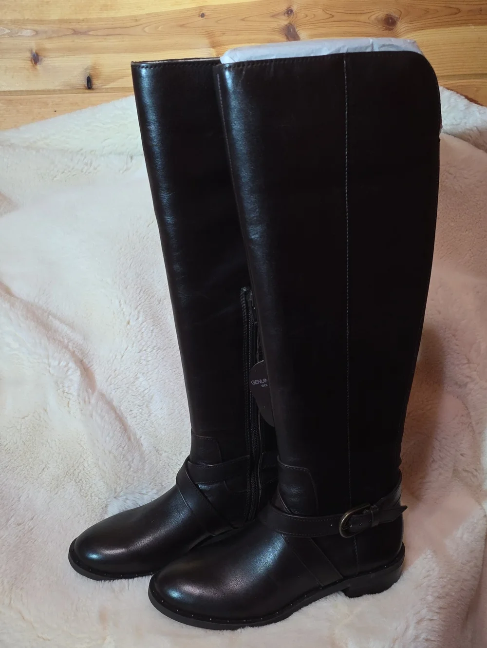 INC International Concepts Dark Brown Leather Buckle Boots